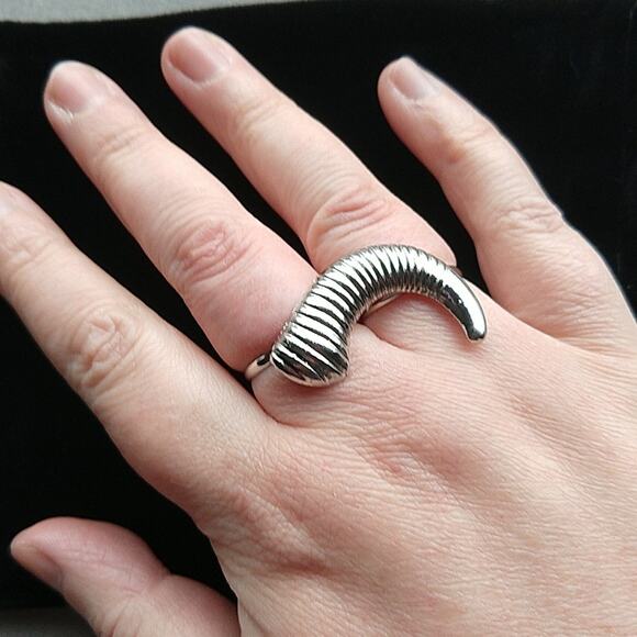 Ring Worm, Adjustable Double Finger Ring; Worm or Ram Horn OSFA both bands - Picture 1 of 11